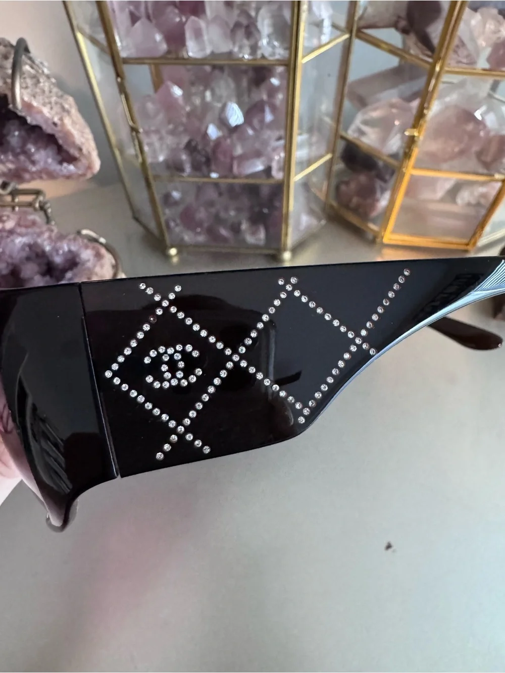 CHANEL5080-B Brown Crystal-Accented Tortoise Sunglasses